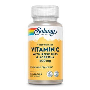 Vitamin C with Rose Hips & Acerola, Timed Release 500mg - 100 vcaps 27923 фото