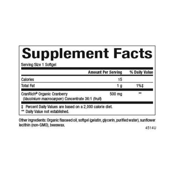 CranRich&reg;️ Super Strength Organic Cranberry Concentrate 500mg - 90 softgels 28904 фото